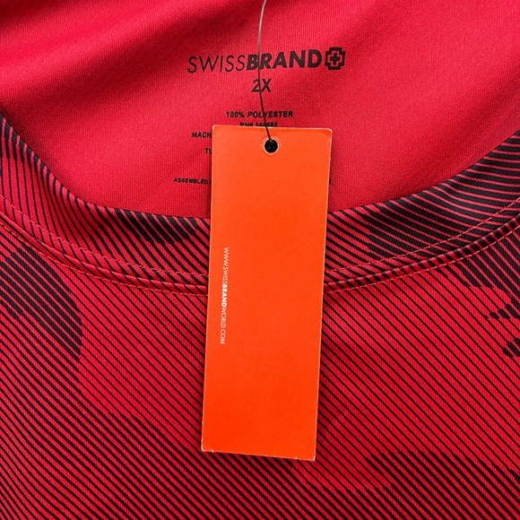 SWISS BRAND JERSEY STYLE T-SHIRT, RED & BLACK, 100% POLYESTER, MEN’S, XXL - Picture 9 of 10